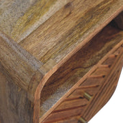 Carved Mango Wood Curved Nightstand