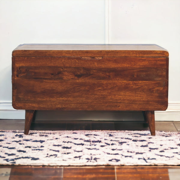 Curved Mango Wood Storage Blanket Box