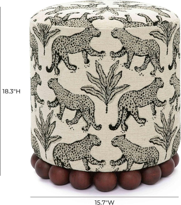 Leopard Jacquard Round Ottoman (view 3) | Roost & Roam