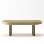 Oval Fluted Natural Wood Coffee Table