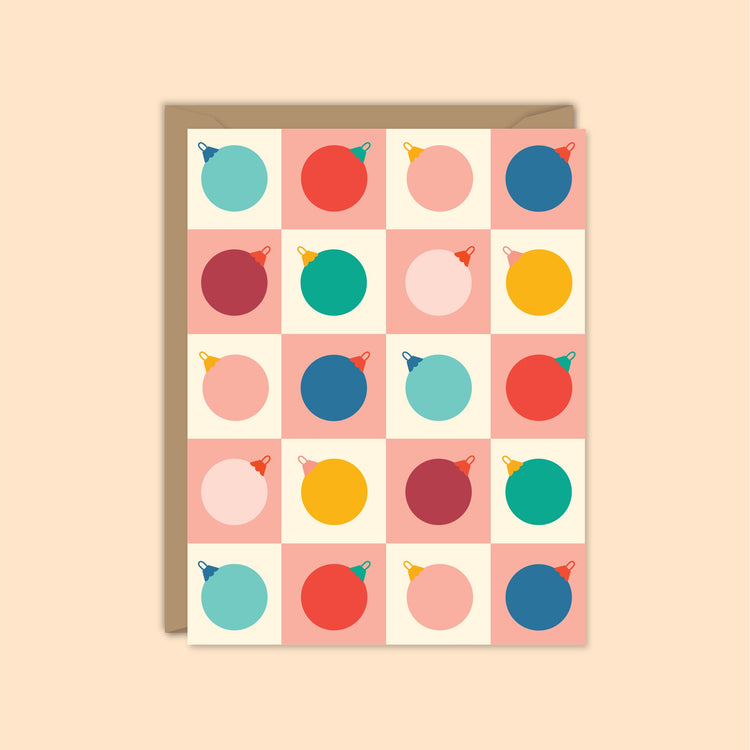 Checkerboard Ornament Holiday Card Set