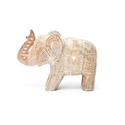 Whitewash Mango Wood Elephant Sculpture