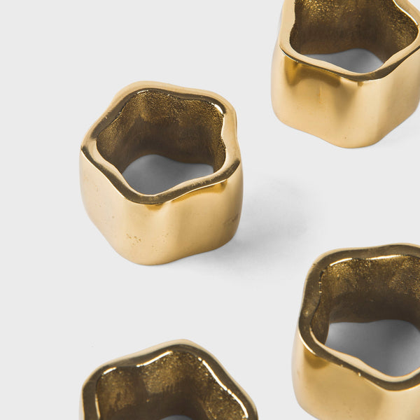 Gold Sculpted Handcrafted Napkin Ring Set