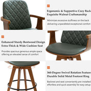 Green Faux Leather Swivel Bar Stools Set of 2