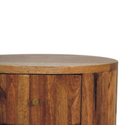 Round Stripe Mango Wood Nightstand