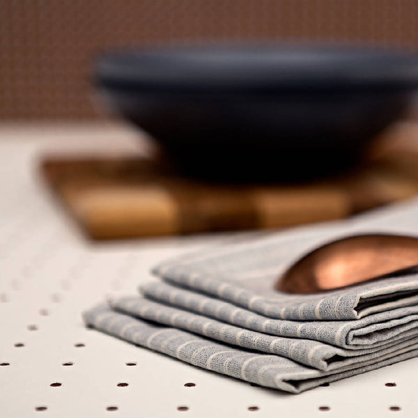 Grey Striped Cotton Napkin Set
