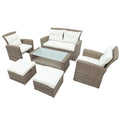 All-Weather Woven Rattan Seating Set in a styled home setting
