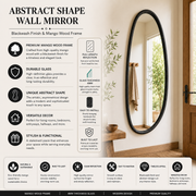 Blackwash Mango Wood Asymmetric Wall Mirror