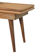 Tri-Panel Cane Top Wood Bench