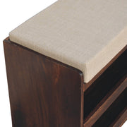 Mango Wood Linen-Top Shoe Storage Bench
