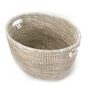 White-Stitched Woven Seagrass Basket