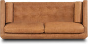 Cognac Leather Mid-Century Bolster Sofa