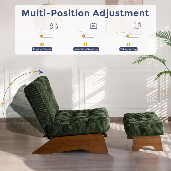 Corded Fabric Reclining Accent Chair Set (view 4) | Roost & Roam