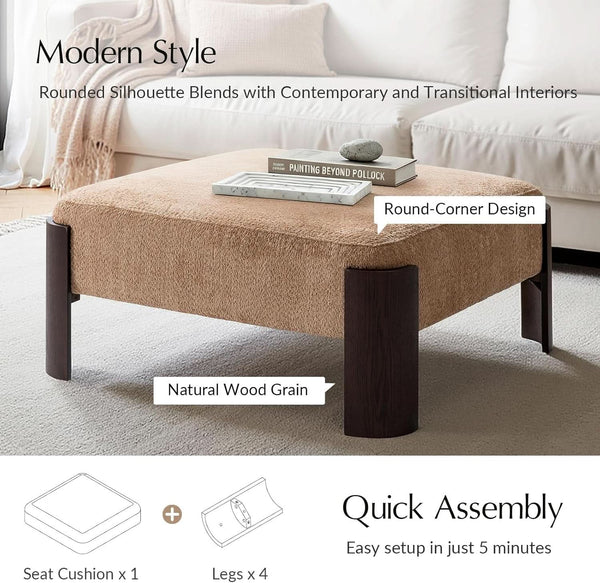 Chenille Square Ottoman Coffee Table