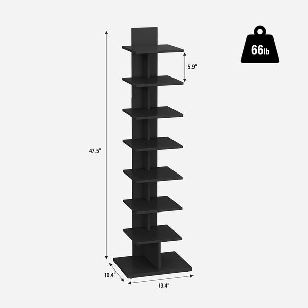 Matte Black Cantilevered Tower Bookshelf