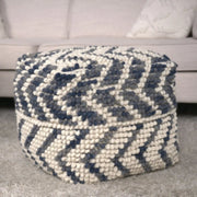 Wool Cotton Blend Cube Pouf
