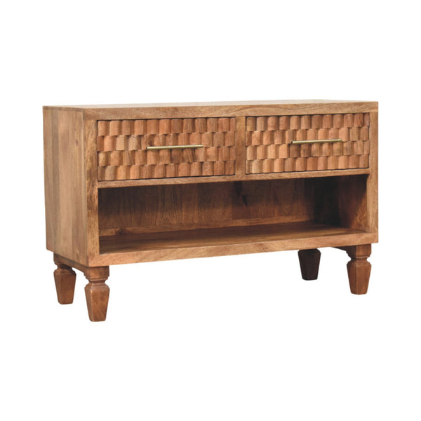 Carved Mango Wood Shoe Storage Unit