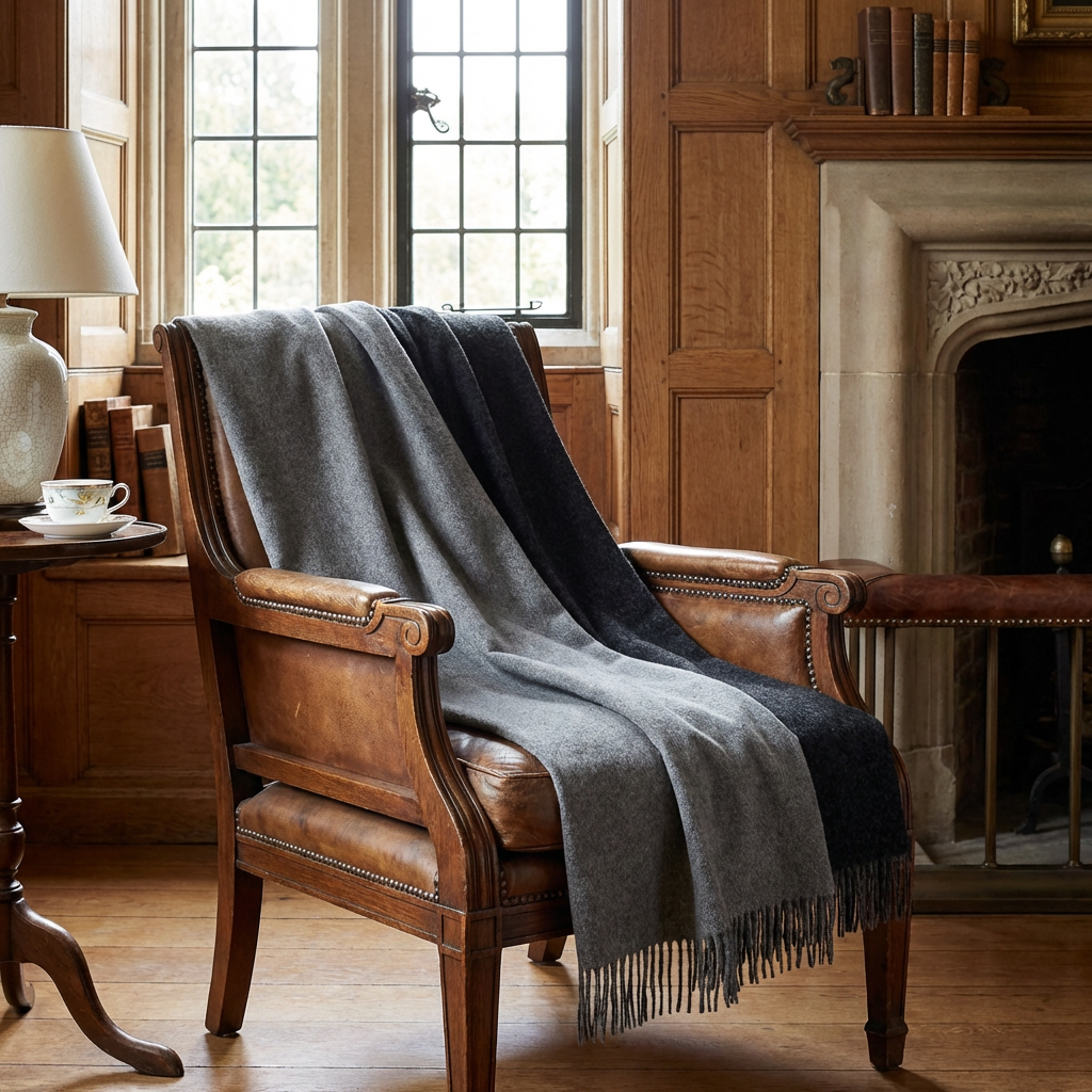Reversible Double Cloth Wool Throw