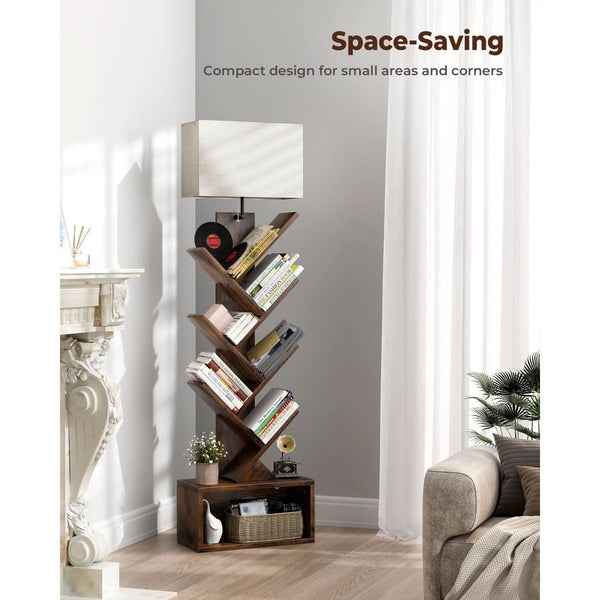 Rustic Brown Tree Bookshelf with Lamp (view 5) | Roost & Roam