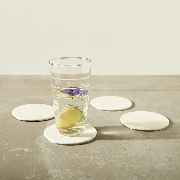 Hand-Shaped Bone Inlay Coaster Set