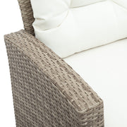 All-Weather Woven Rattan Seating Set — back and side profile detail