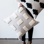 Punch-Needle Cotton Block Throw Pillow