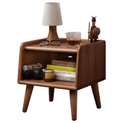 Beechwood Open-Shelf Nightstand styled with books and ceramics on a wall