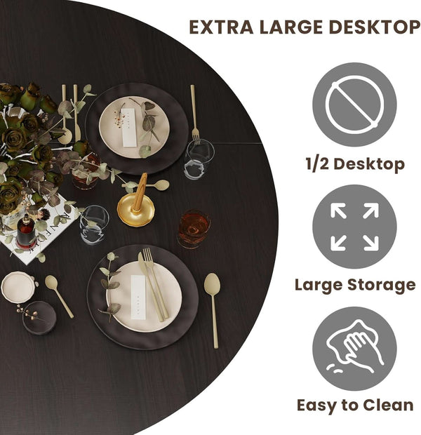Round Black Pedestal Dining Table with Storage