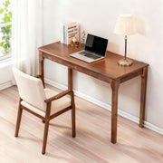 Walnut-Finish Wood Writing Desk with Drawers