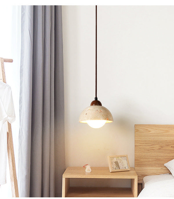 Stone-Finish Dome Pendant Light
