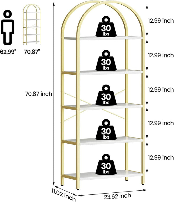 Arched Five-Tier Metal Bookcase (view 2) | Roost & Roam