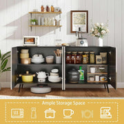 Oak-Finish Mid-Century Sideboard Buffet