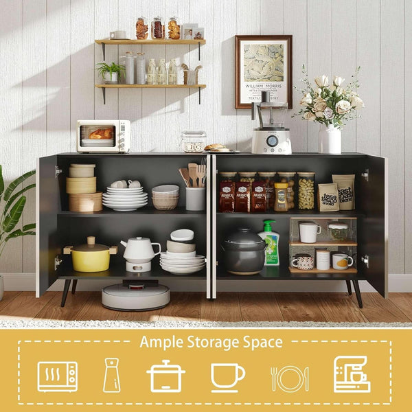 Oak-Finish Mid-Century Sideboard Buffet