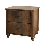Walnut Fluted Nightstand, 3 Drawers