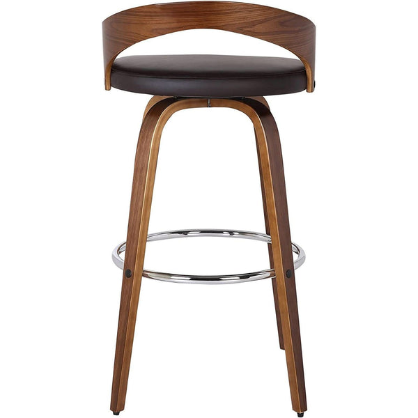 Walnut Wood-Grain Swivel Counter Stool
