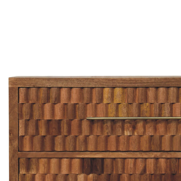 Carved Mango Wood Three-Drawer Chest