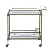 Antique Brass Mirrored Glass Serving Cart