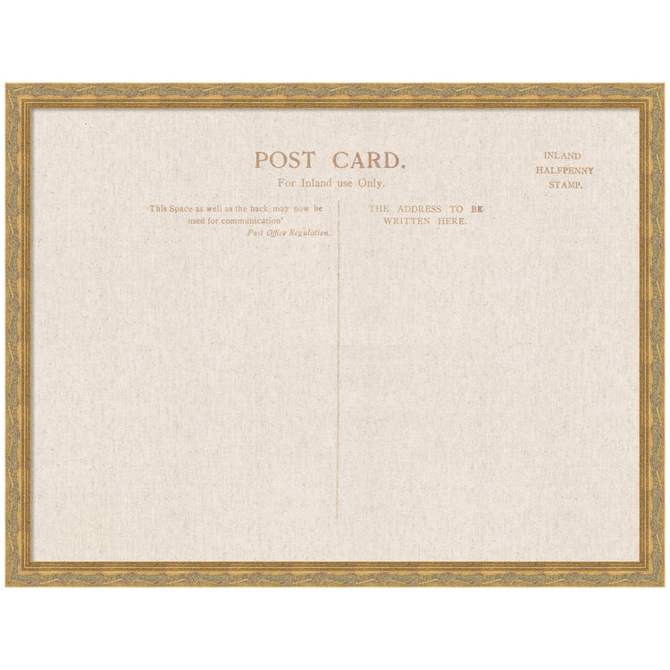Vintage Postcard Linen Fabric Pinboard — Linen-finish fabric pinboard in an ornate vintage-postcard frame, two sizes