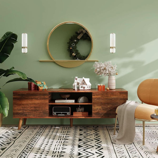 Mid-Century Wood-Grain TV Stand