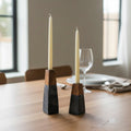 Tapered Marble Acacia Candleholder