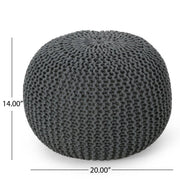 Knitted Cotton Round Pouf Ottoman