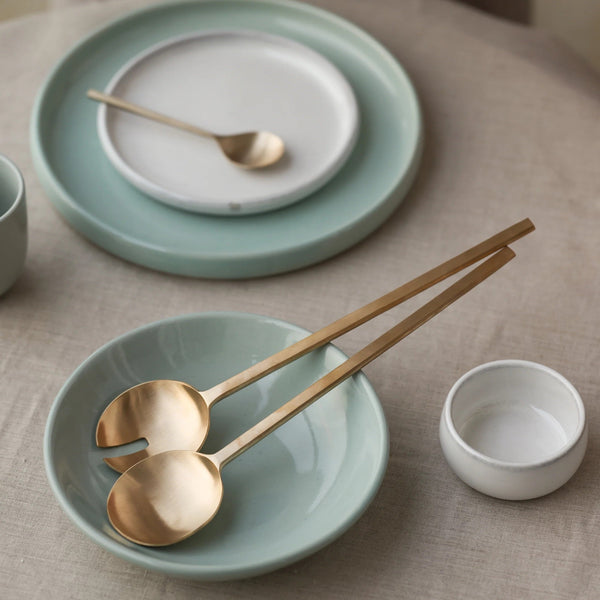 Brushed Brass Salad Server Set