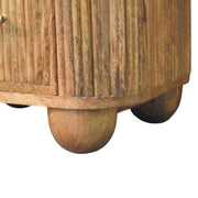 Fluted Mango Wood Marble-Top Nightstand