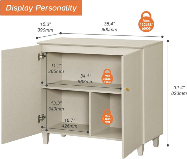 Linen-Texture Two-Door Storage Sideboard (view 3) | Roost & Roam