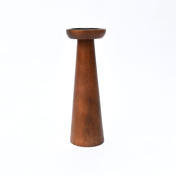 Turned Mango Wood Pillar Candle Holder