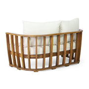 Acacia Wood Outdoor Loveseat Set — styled in a complete room vignette