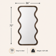 Wavy Mango Wood Full-Length Mirror