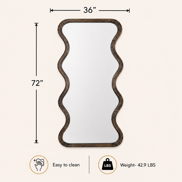 Wavy Mango Wood Full-Length Mirror