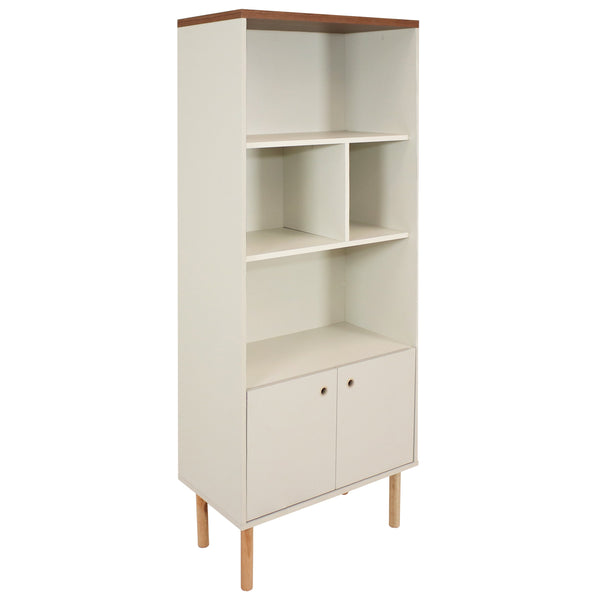 Mid-Century Cabinet Bookshelf with Storage