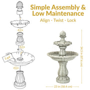 Two-Tier Solar Outdoor Water Fountain